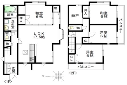 橿原市石原田町中古一戸建て物件の図面